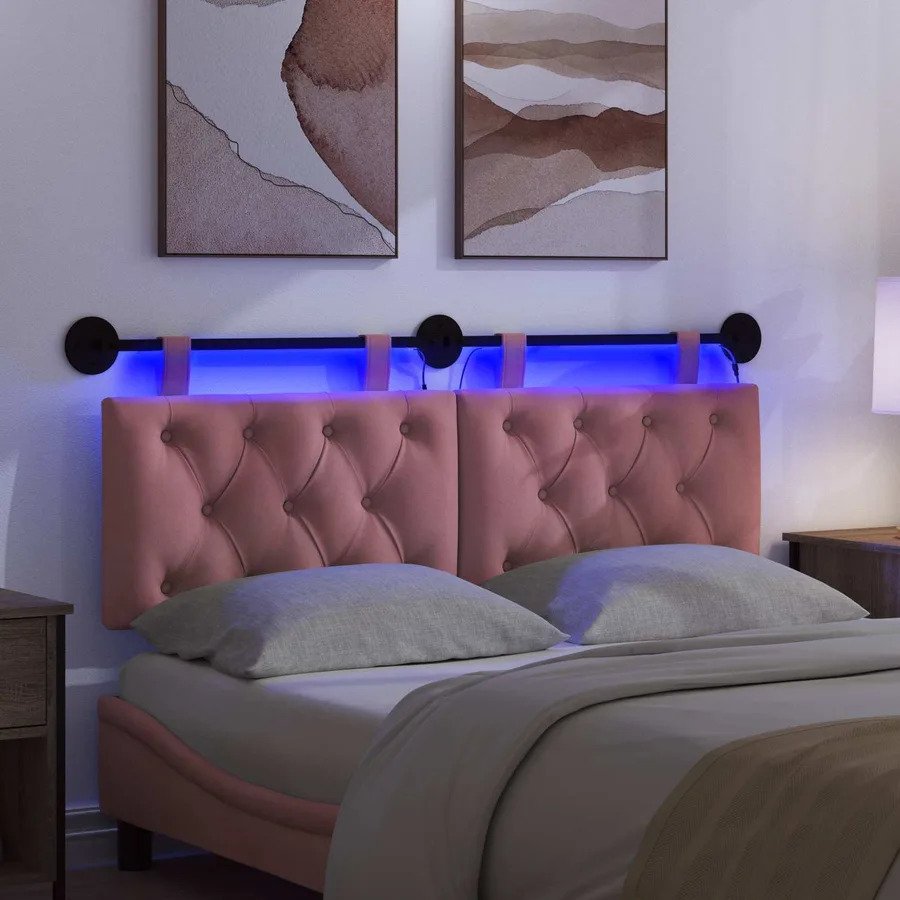 Tête de lit suspendue Avec lumière LED Rose Velours - 5