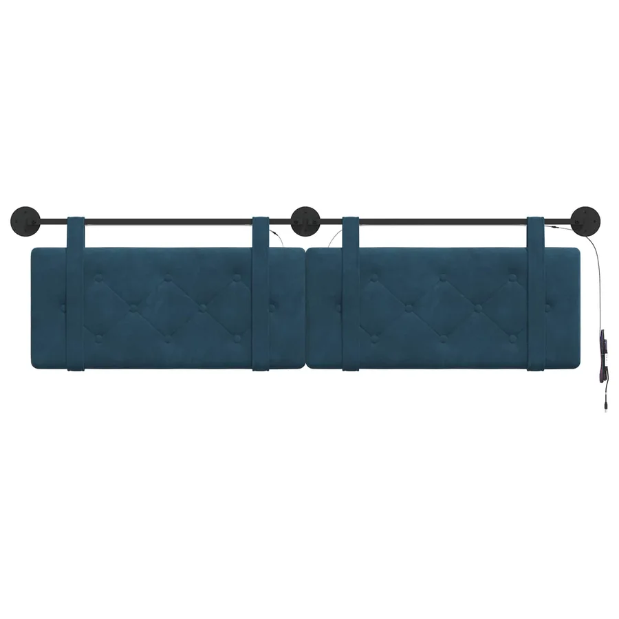 Tête de lit suspendue Avec lumière LED Bleu Velours - 6