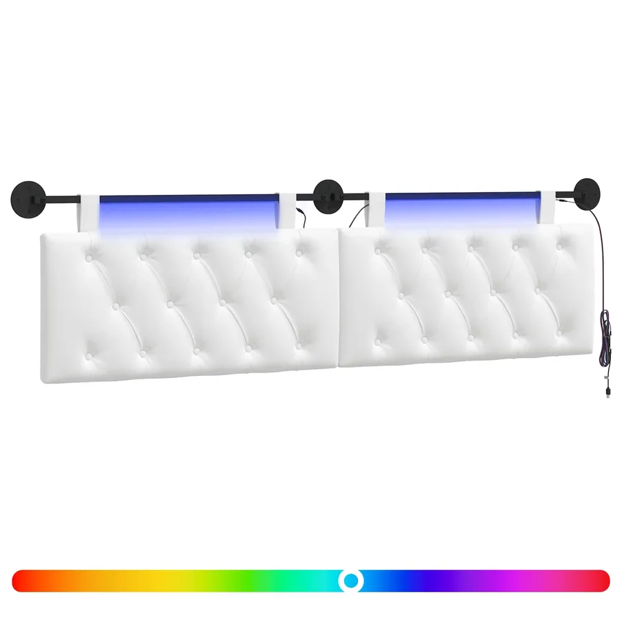 Tête de lit suspendue Avec lumière LED Blanc Tissu - 2