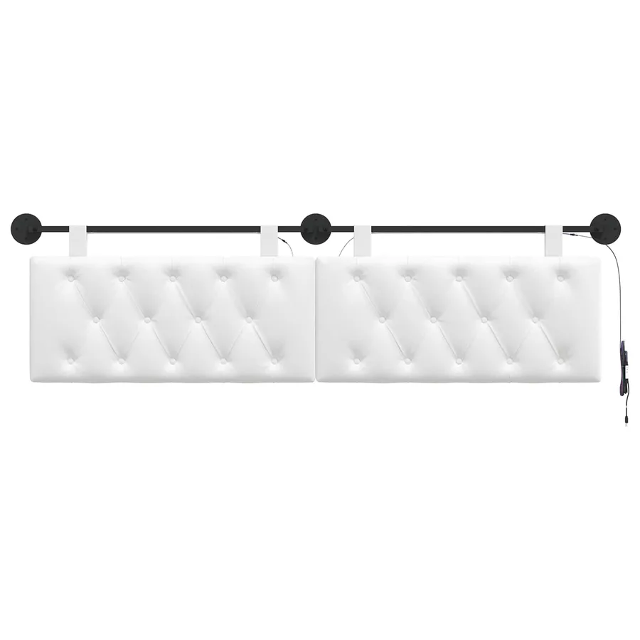 Tête de lit suspendue Avec lumière LED Blanc Tissu - 6