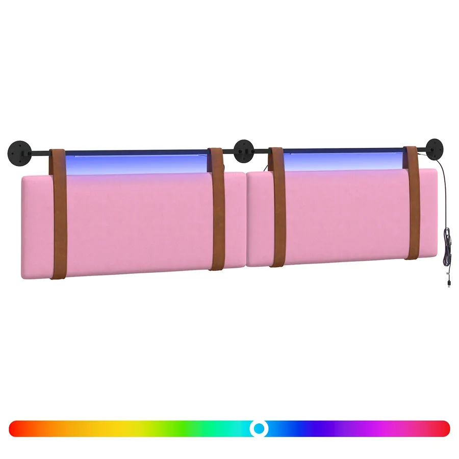 Tête de lit suspendue Avec lumière LED Rose PU antique - 2