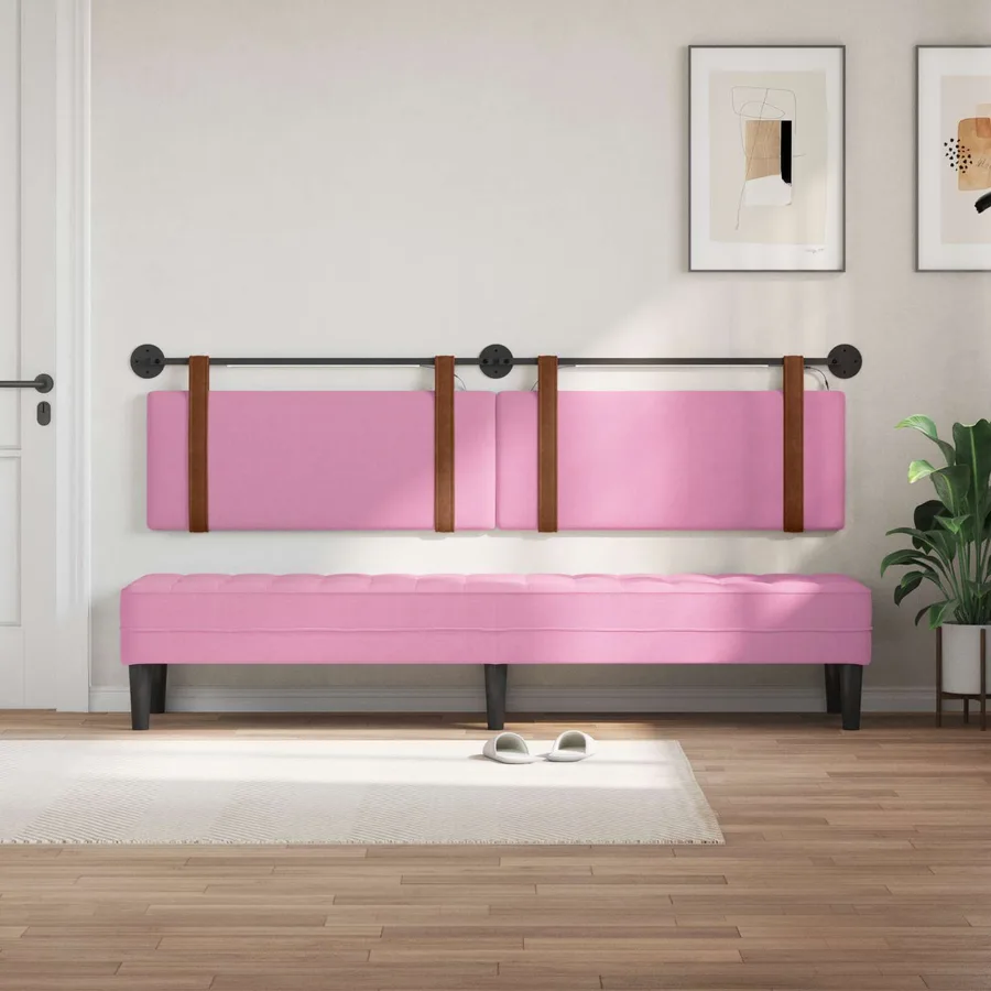 Tête de lit suspendue Avec lumière LED Rose PU antique - 3