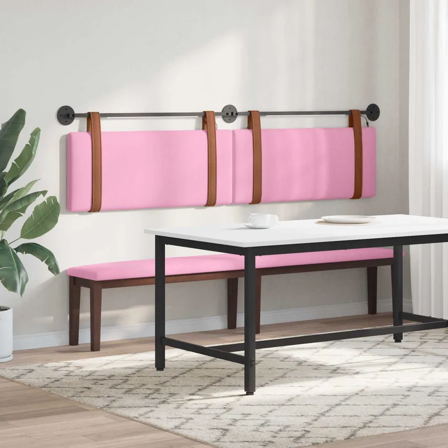 Tête de lit suspendue Avec lumière LED Rose PU antique - 4