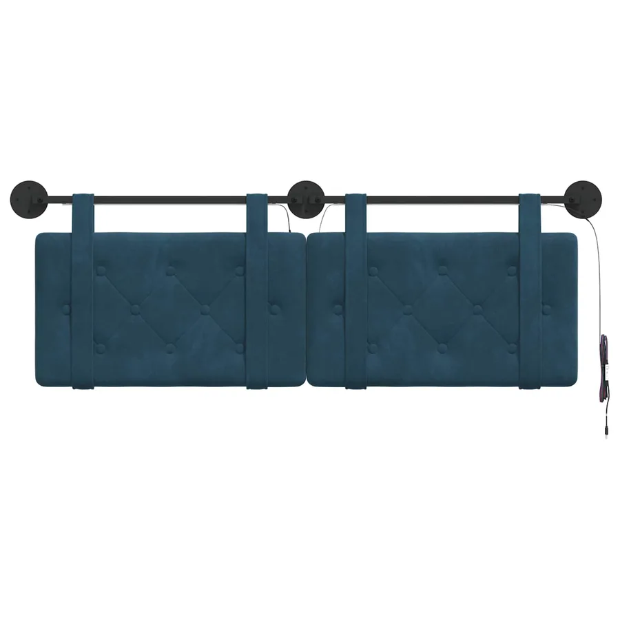 Tête de lit suspendue Avec lumière LED Bleu Velours - 6