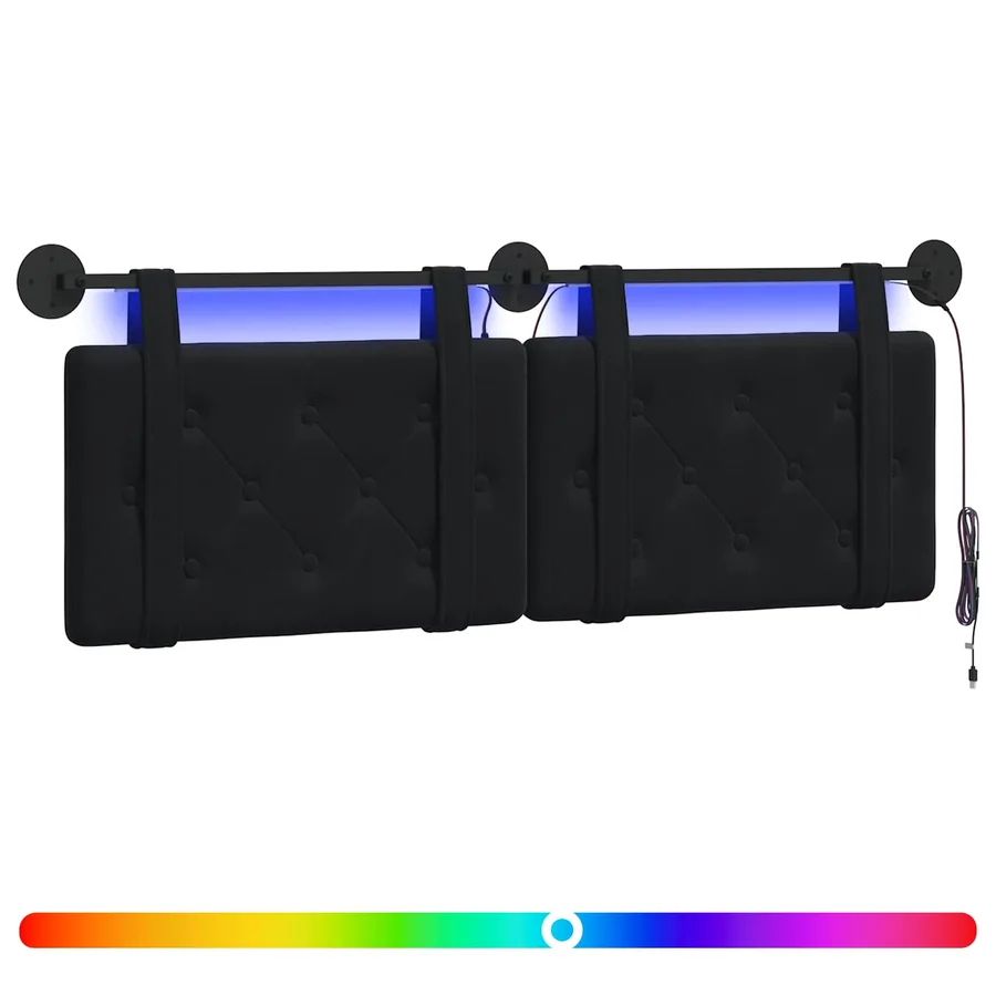Tête de lit suspendue Avec lumière LED Noir Velours - 2