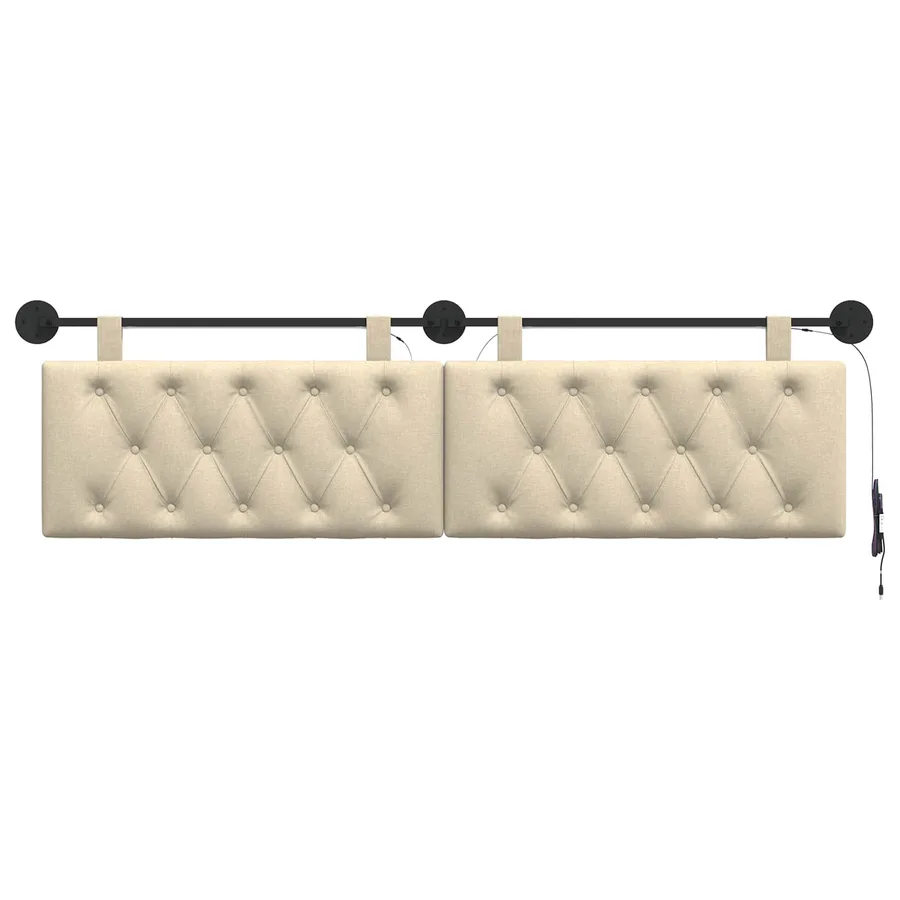Tête de lit suspendue Avec lumière LED Crème Tissu - 6