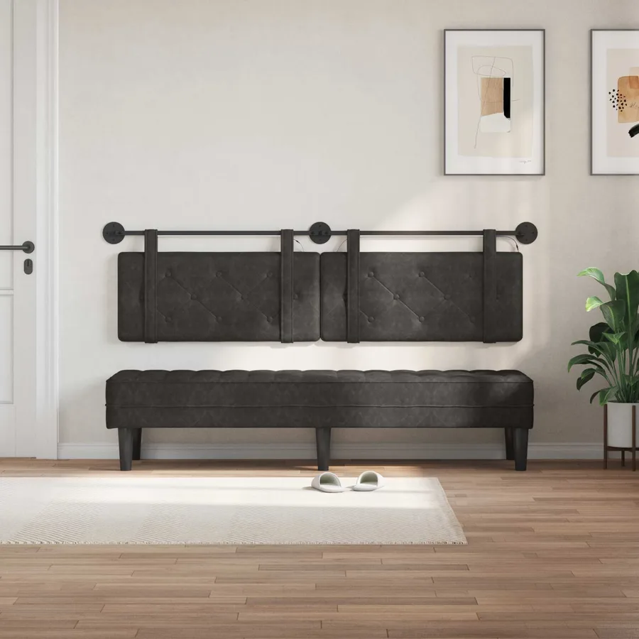 Tête de lit suspendue Avec lumière LED Noir PU antique - 3