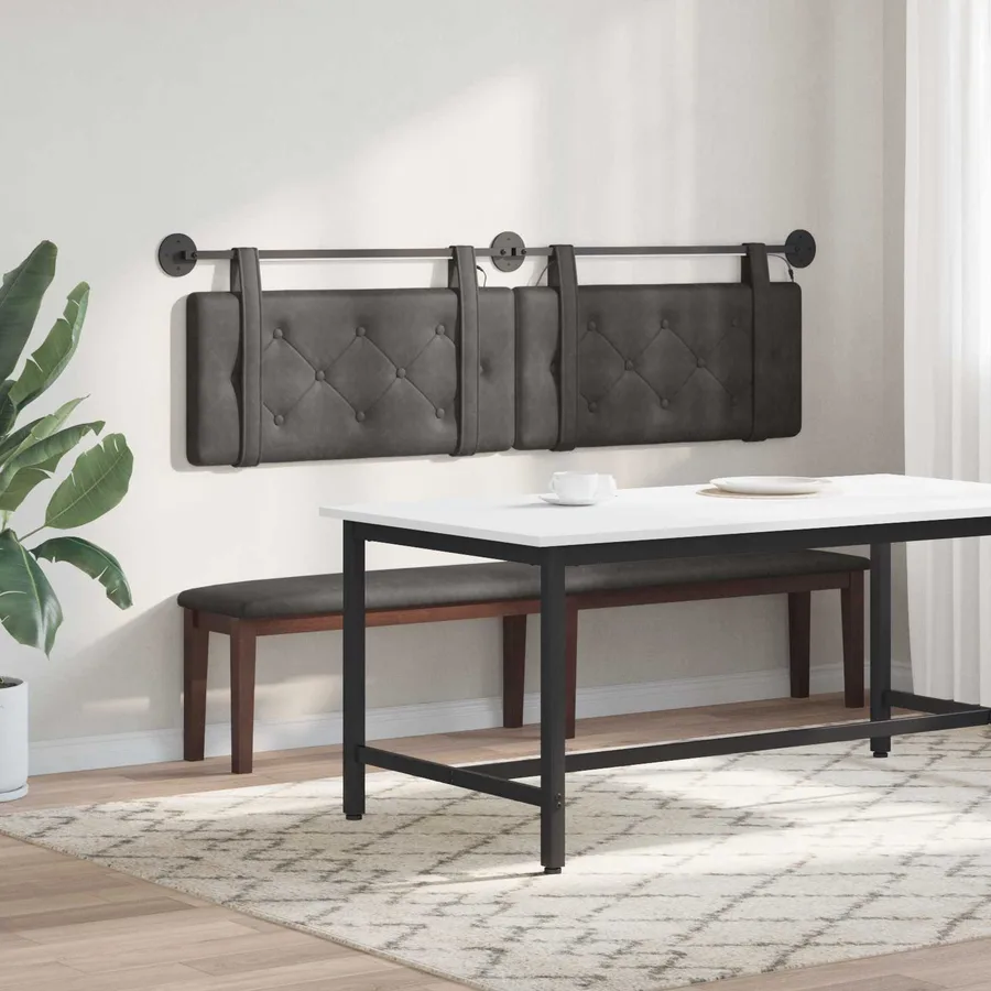 Tête de lit suspendue Avec lumière LED Noir PU antique - 4