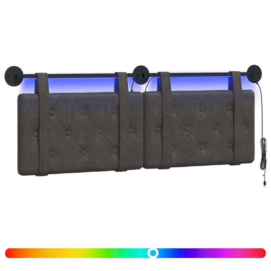 Tête de lit suspendue Avec lumière LED Noir PU antique - 2