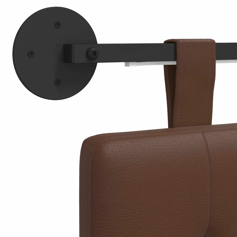 Tête de lit suspendue Avec lumière LED Marron Simili cuir - 8