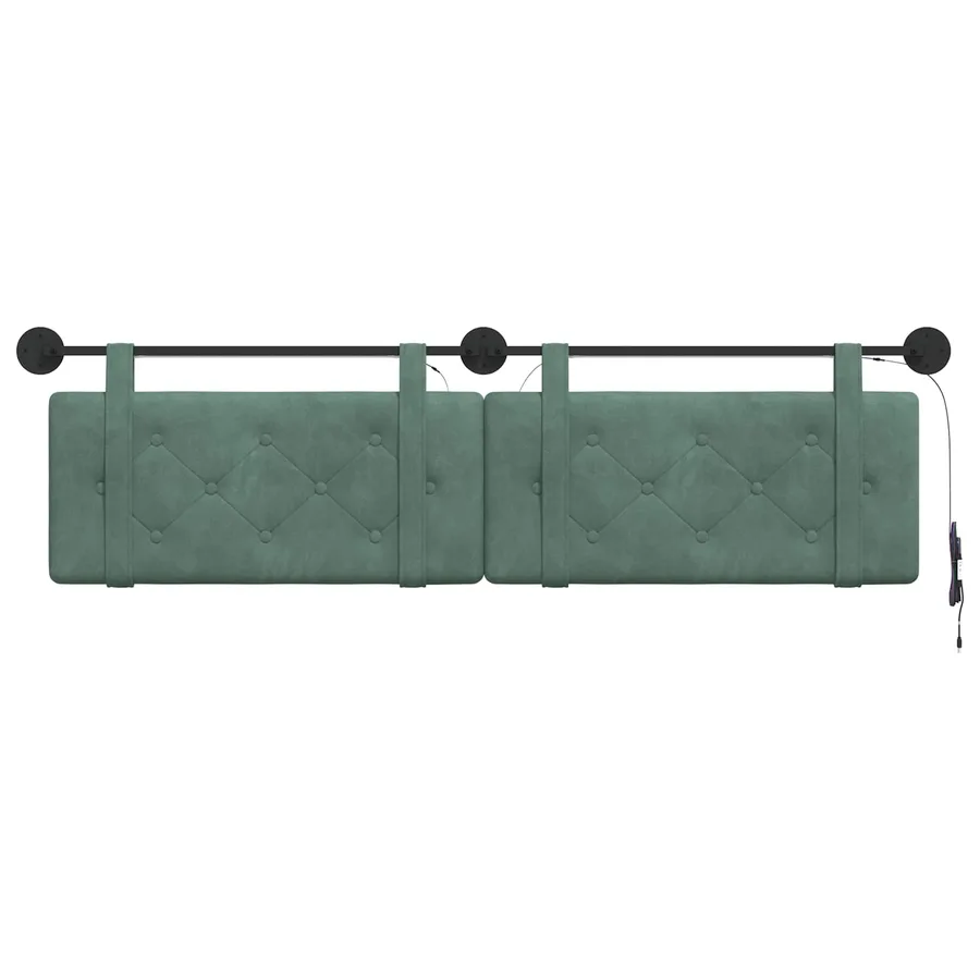 Tête de lit suspendue Avec lumière LED Vert Mer Velours - 6