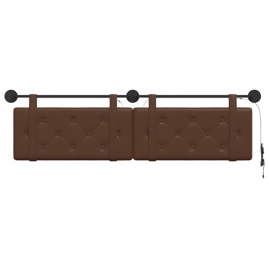 Tête de lit suspendue Avec lumière LED Marron Simili cuir - 6