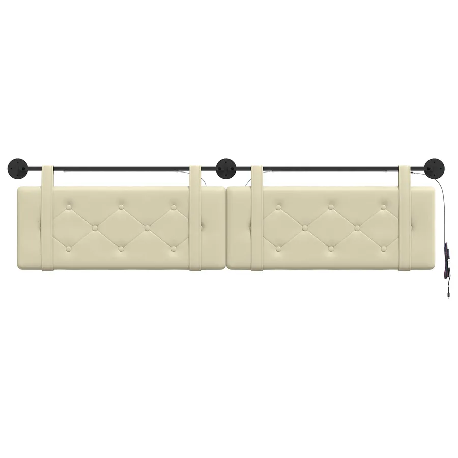Tête de lit suspendue Avec lumière LED Crème Simili cuir - 6