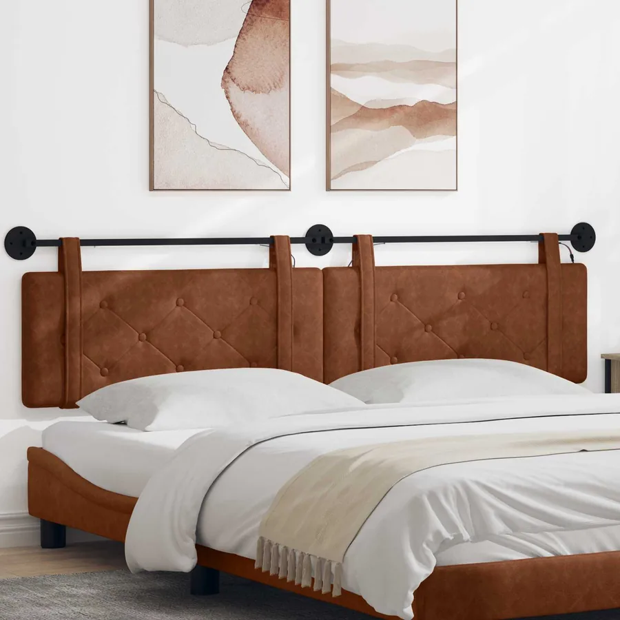 Tête de lit suspendue Avec lumière LED Marron PU antique