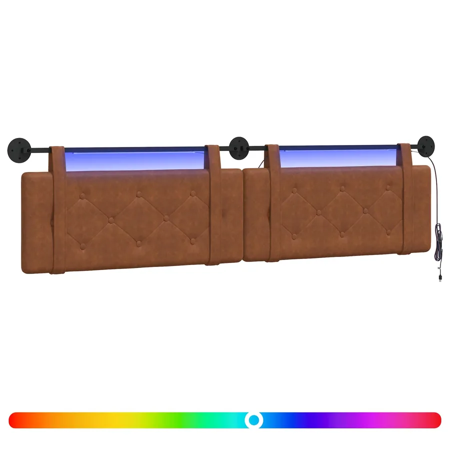 Tête de lit suspendue Avec lumière LED Marron PU antique - 2