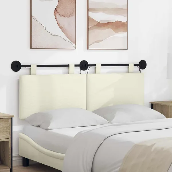 Tête de lit suspendue Crème Tissu en velours côtelé