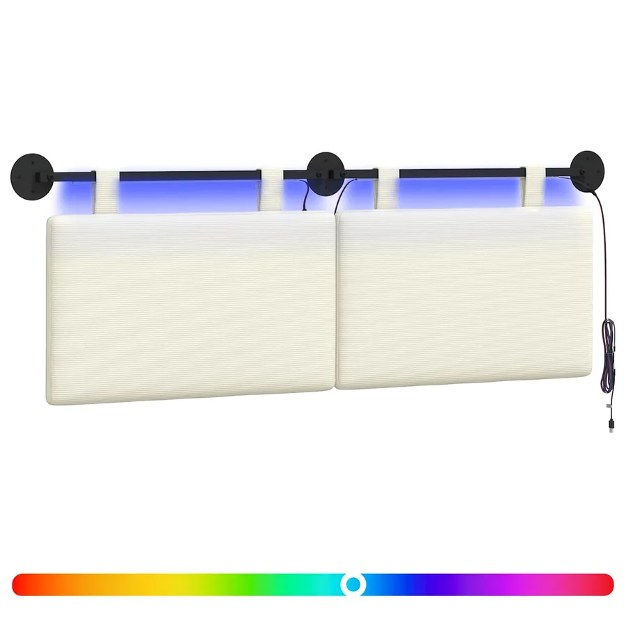 Tête de lit suspendue Crème Tissu en velours côtelé - 2