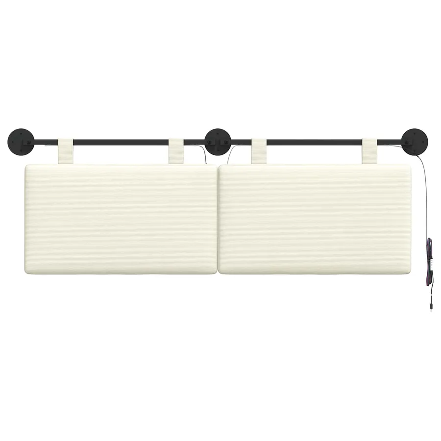 Tête de lit suspendue Crème Tissu en velours côtelé - 6