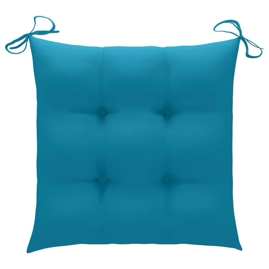 Chaises de jardin lot de 2 et coussins bleu clair Bois de teck - 8