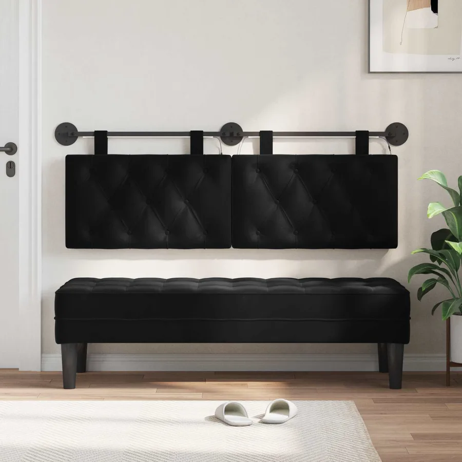 Tête de lit suspendue Avec lumière LED Noir Velours - 3
