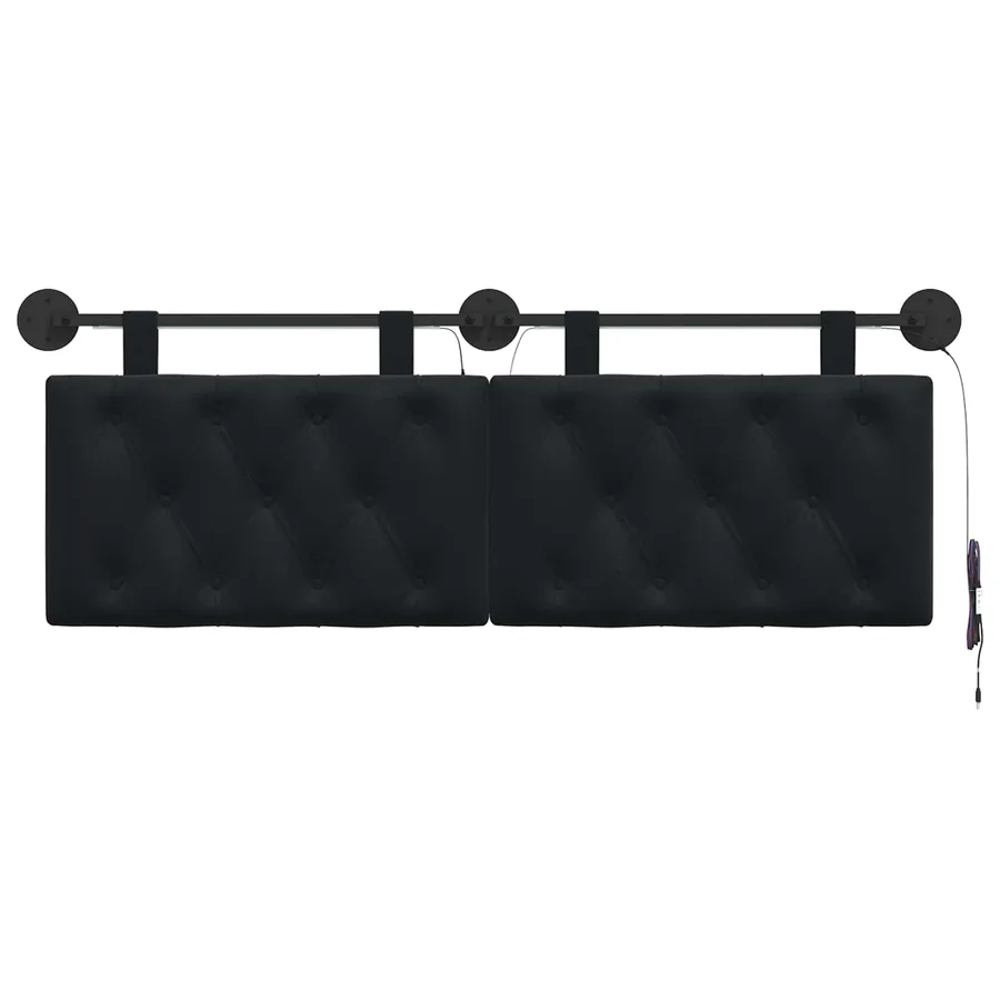 Tête de lit suspendue Avec lumière LED Noir Velours - 6