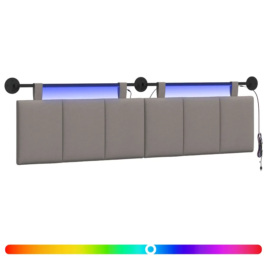 Tête de lit suspendue Avec lumière LED Taupe Tissu - 2
