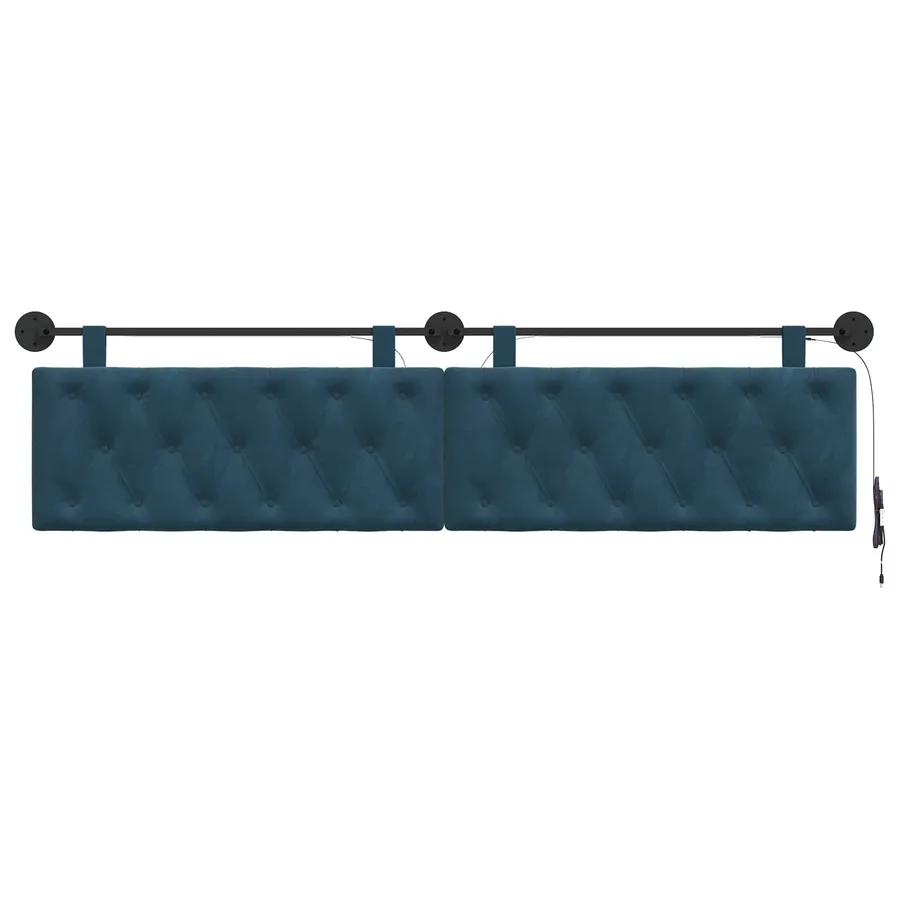 Tête de lit suspendue Avec lumière LED Bleu Velours - 6