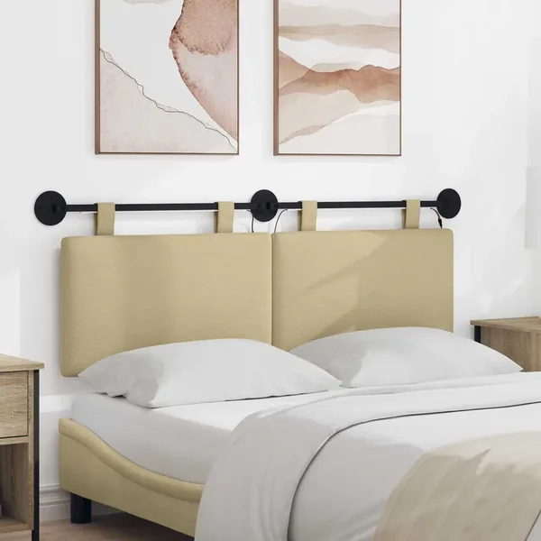 Tête de lit suspendue Gris Vert Clair Tissu en velours côtelé