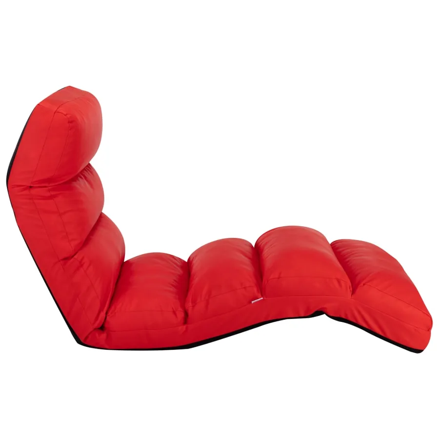 Chaise pliable de sol Rouge Similicuir - 3