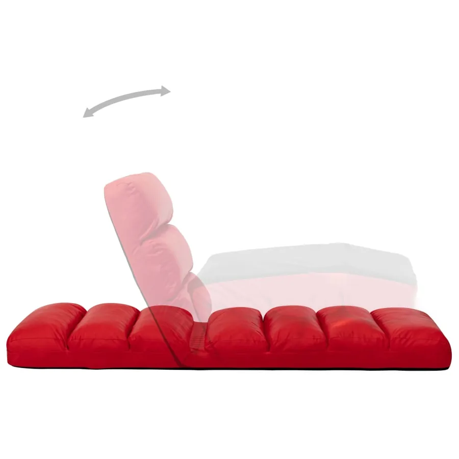 Chaise pliable de sol Rouge Similicuir - 5