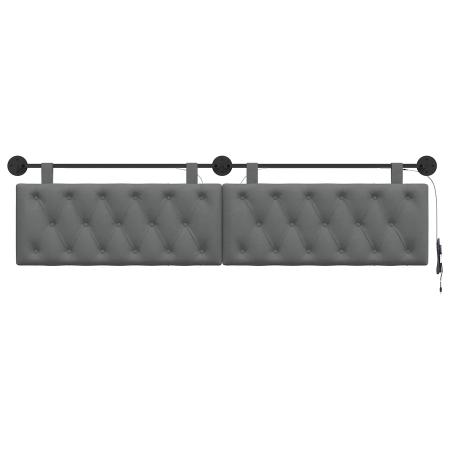 Tête de lit suspendue Avec lumière LED Gris foncé Tissu - 6