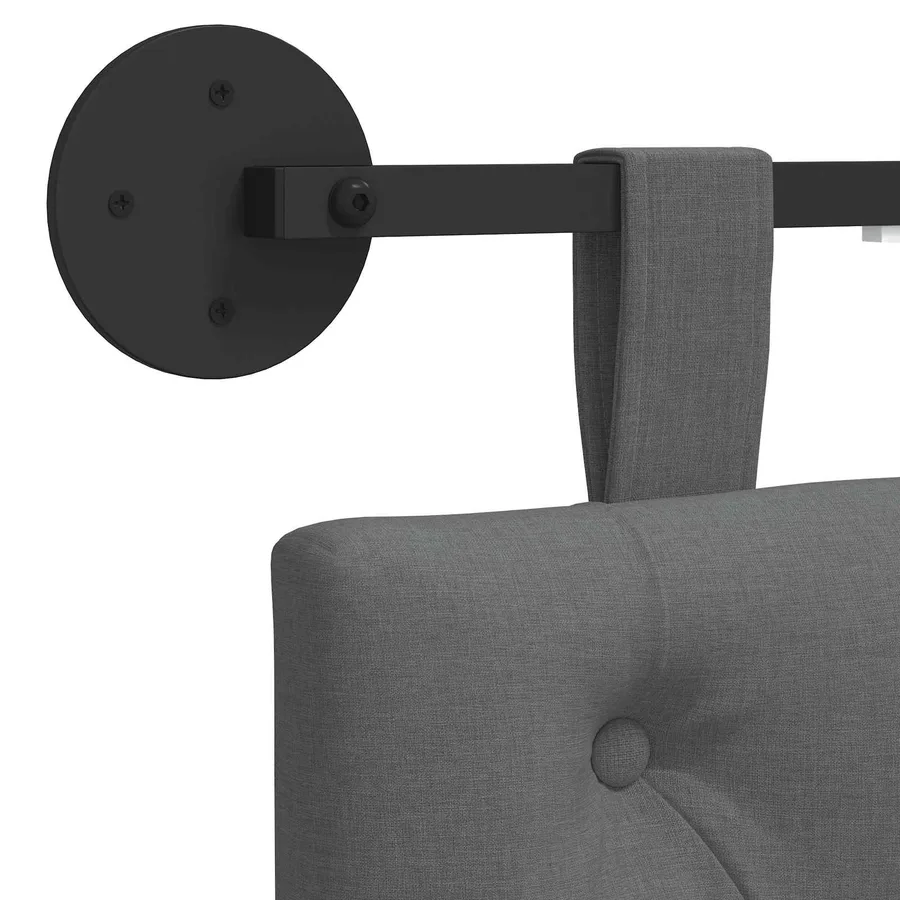 Tête de lit suspendue Avec lumière LED Gris foncé Tissu - 8