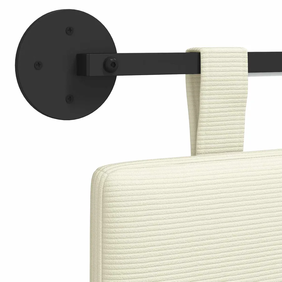Tête de lit suspendue Crème Tissu en velours côtelé - 8