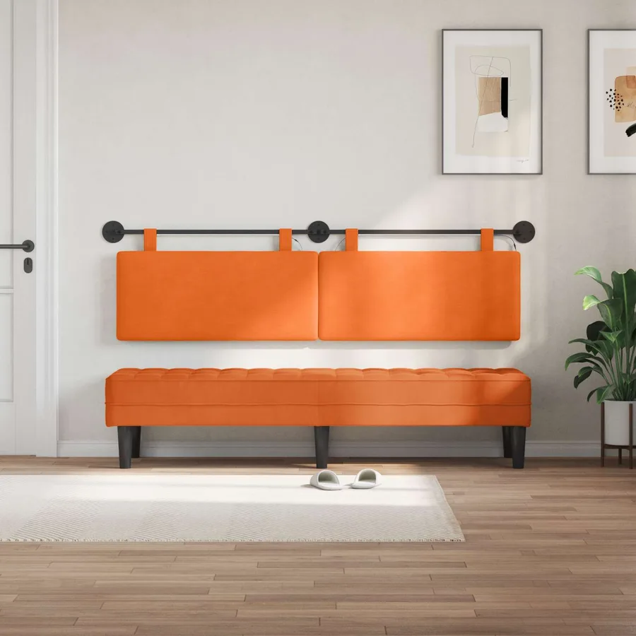 Tête de lit suspendue Orange Tissu en velours côtelé - 3
