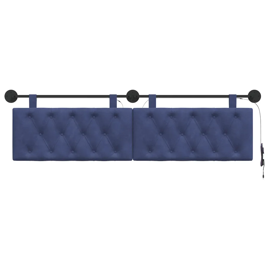 Tête de lit suspendue Avec lumière LED Bleu police Velours - 6