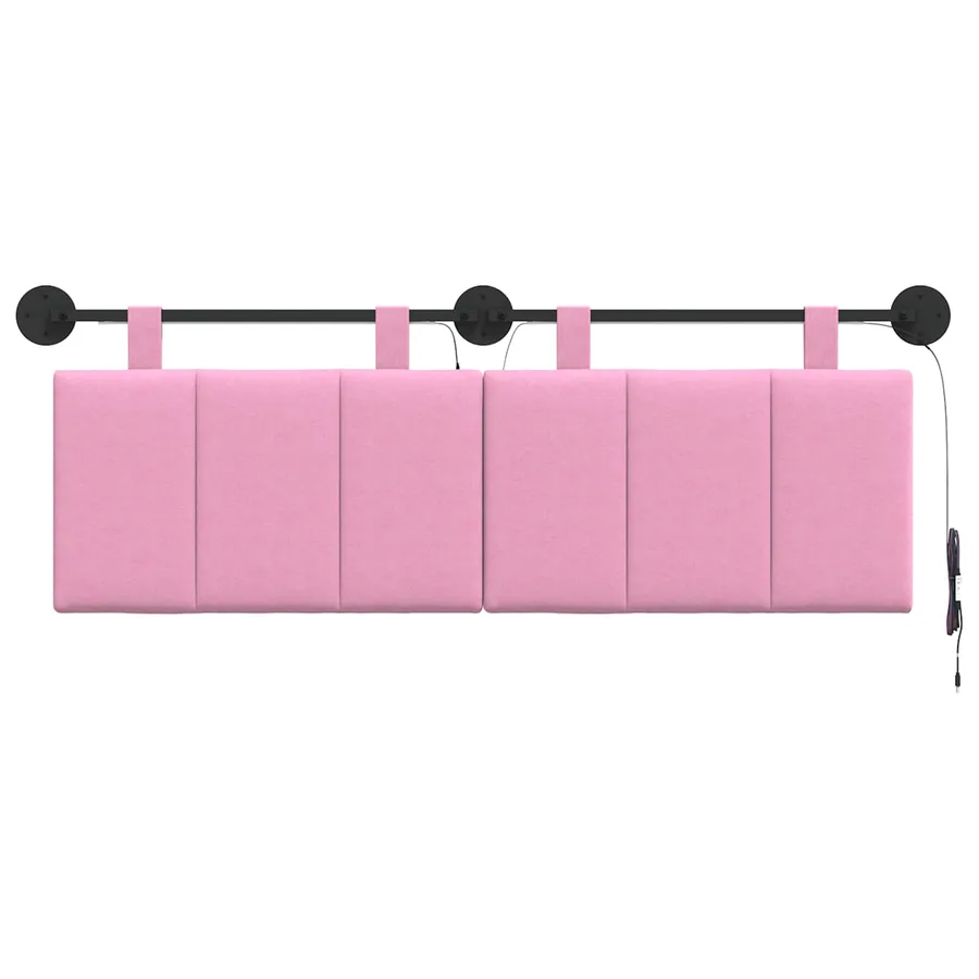 Tête de lit suspendue Avec lumière LED Rose Tissu - 6