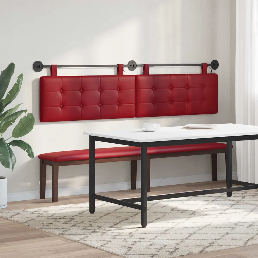Tête de lit suspendue Avec lumière LED Bordeaux Simili cuir - 4