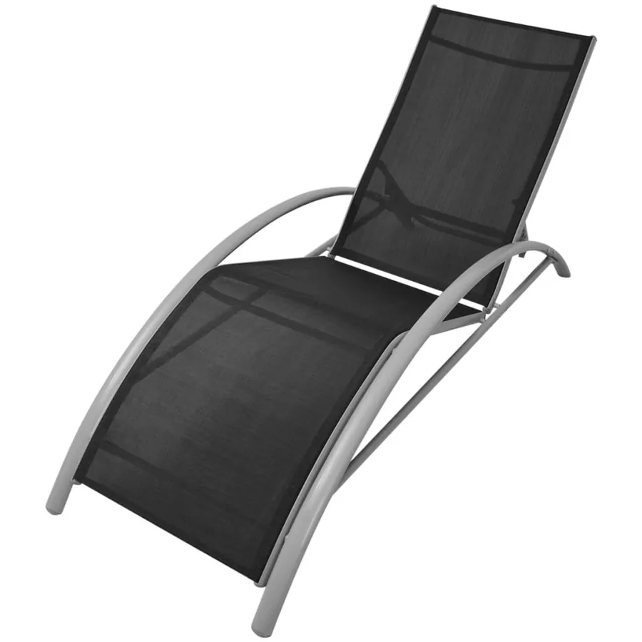 Chaises longues et parasol Aluminium Noir - 4