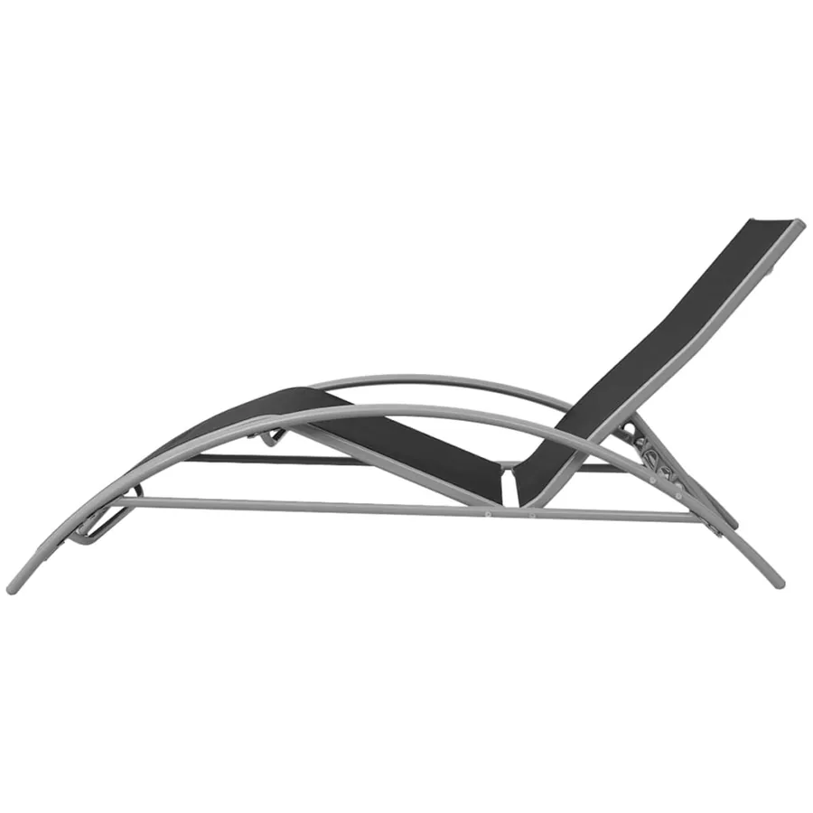 Chaises longues et parasol Aluminium Noir - 6