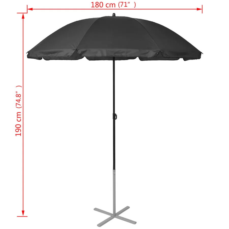 Chaises longues et parasol Aluminium Noir - 9