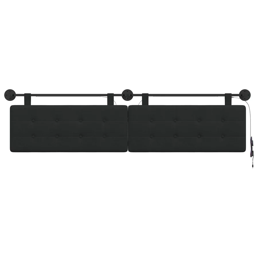 Tête de lit suspendue Avec lumière LED Noir Tissu - 6