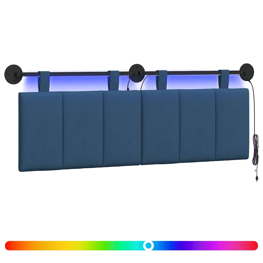Tête de lit suspendue Avec lumière LED Bleu Tissu - 2