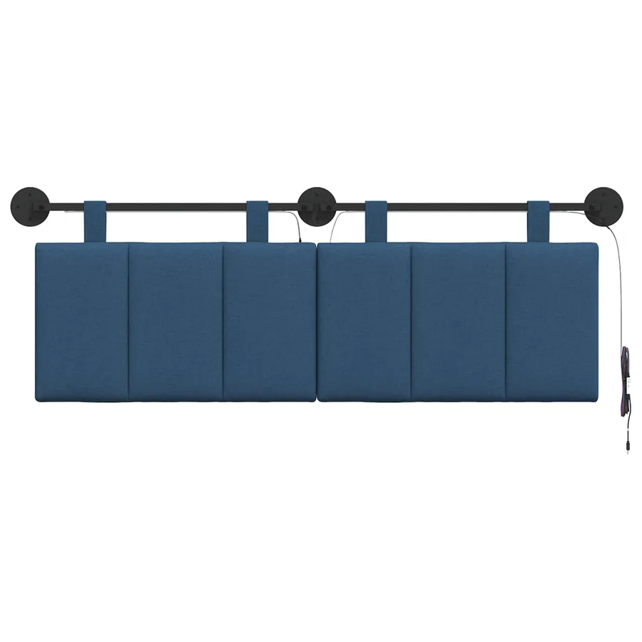 Tête de lit suspendue Avec lumière LED Bleu Tissu - 6