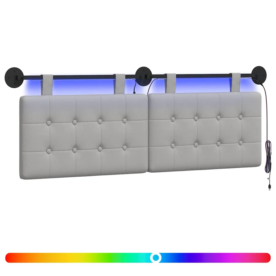 Tête de lit suspendue Gris nuage Tissu - 2