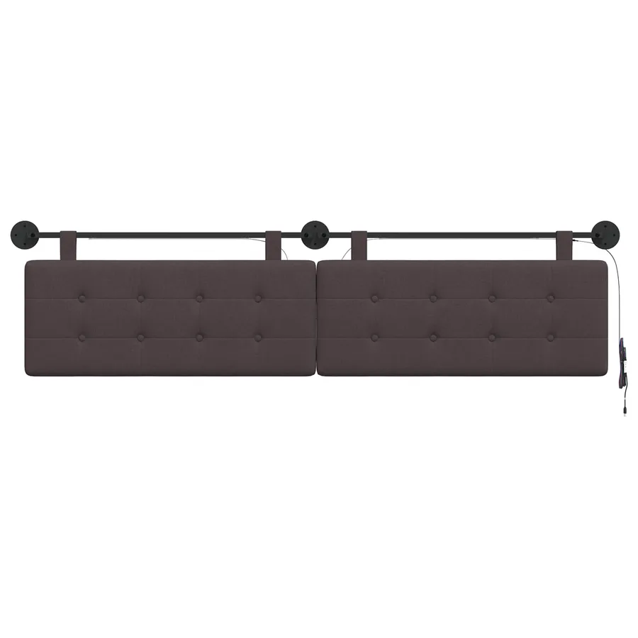 Tête de lit suspendue Avec lumière LED Marron foncé Tissu - 6