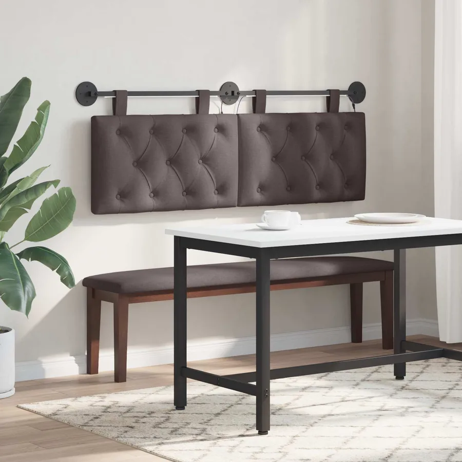 Tête de lit suspendue Avec lumière LED Marron foncé Tissu - 4