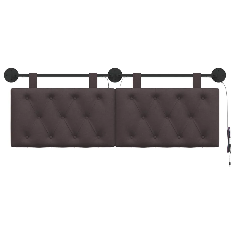 Tête de lit suspendue Avec lumière LED Marron foncé Tissu - 6