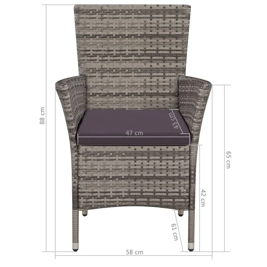 Ensemble à manger d'extérieur 9pcs coussins Résine tressée Gris - 7