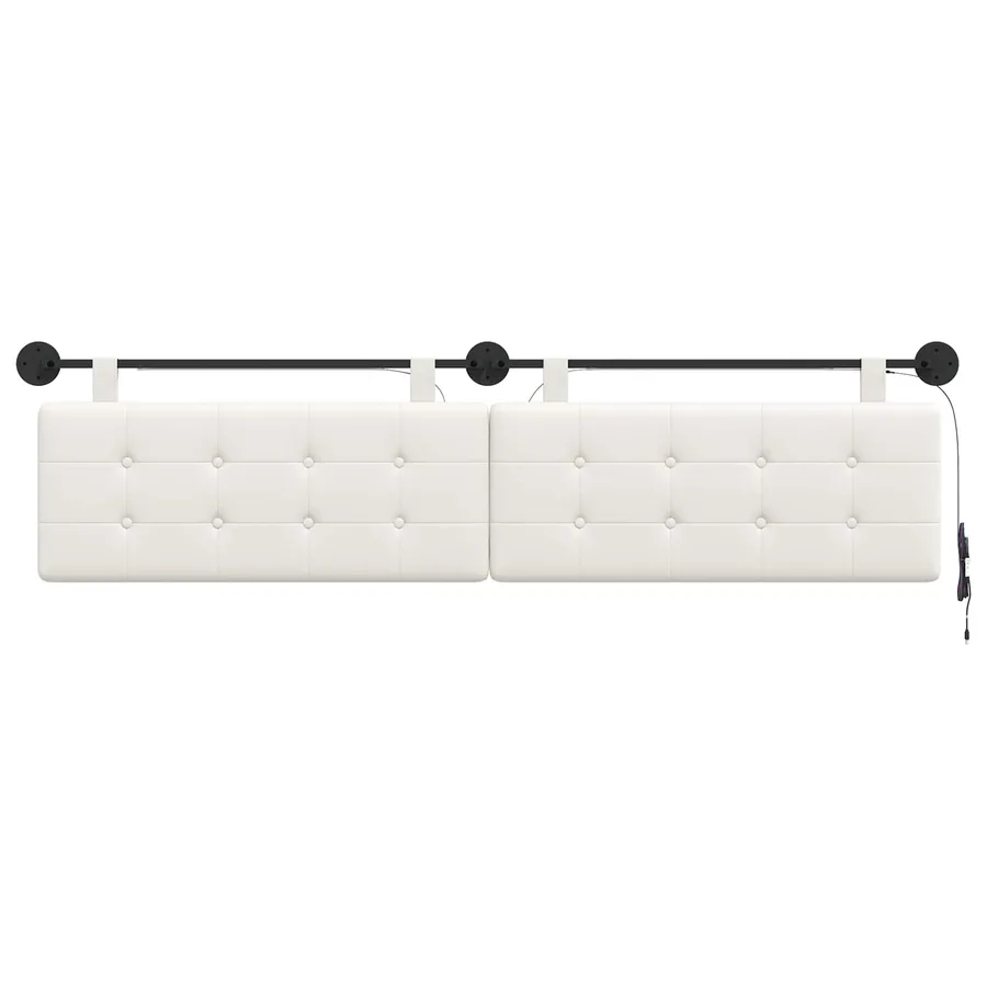Tête de lit suspendue Avec lumière LED Blanc Simili cuir - 6