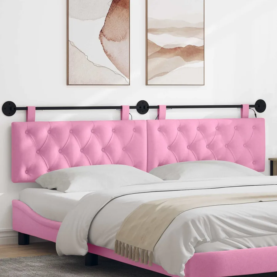 Tête de lit suspendue Avec lumière LED Rose Tissu